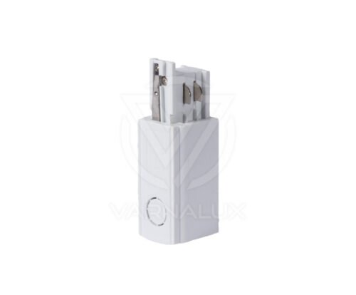 Varnalux Voedingsconnector van 4‑bedrade 3‑fasen Geleidingsrail, wit