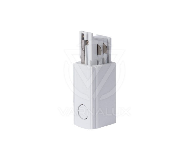 Varnalux Voedingsconnector van 4‑bedrade 3‑fasen Geleidingsrail, wit